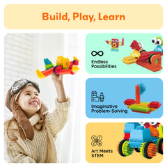 PicassoTiles PTB112 kids building session fosters collaboration and problem-solving.