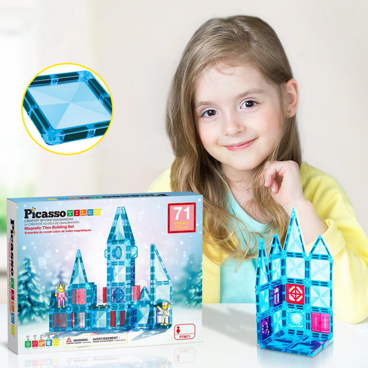 PicassoTiles PTM71 compact travel case enables mess-free organization during play