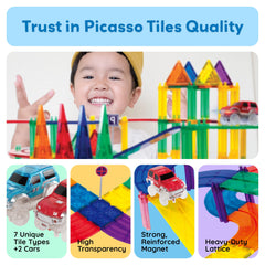 PicassoTiles PTR100 6 ramps enable vertical transitions on tracks.