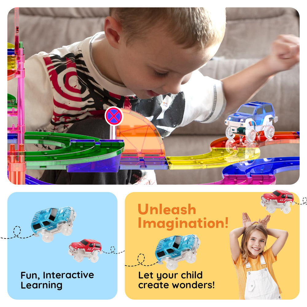 PicassoTiles PTR100 adjustable roads support dynamic kid-driven play flows.