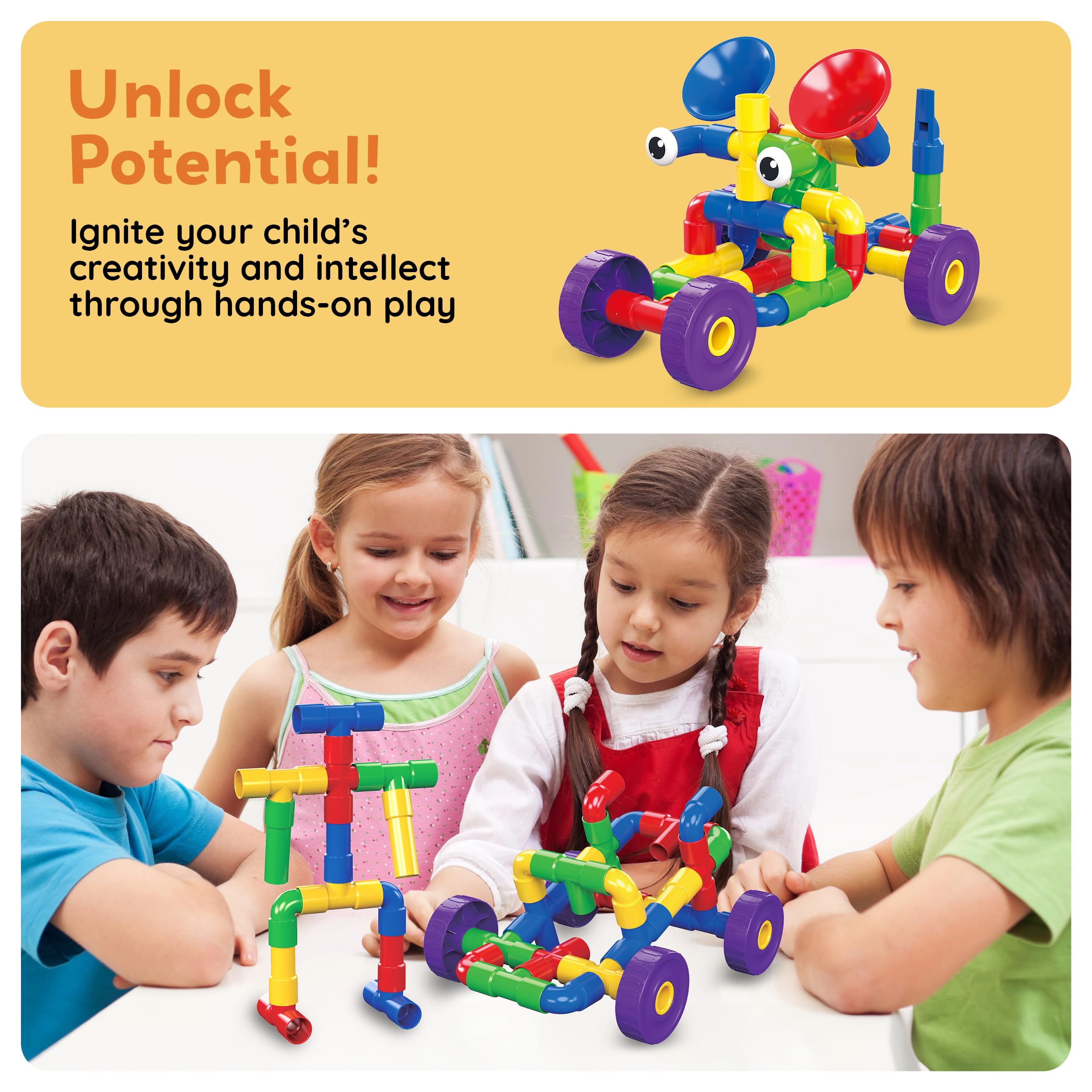 PicassoTiles PTT136 colorful pieces support color recognition and patterning
