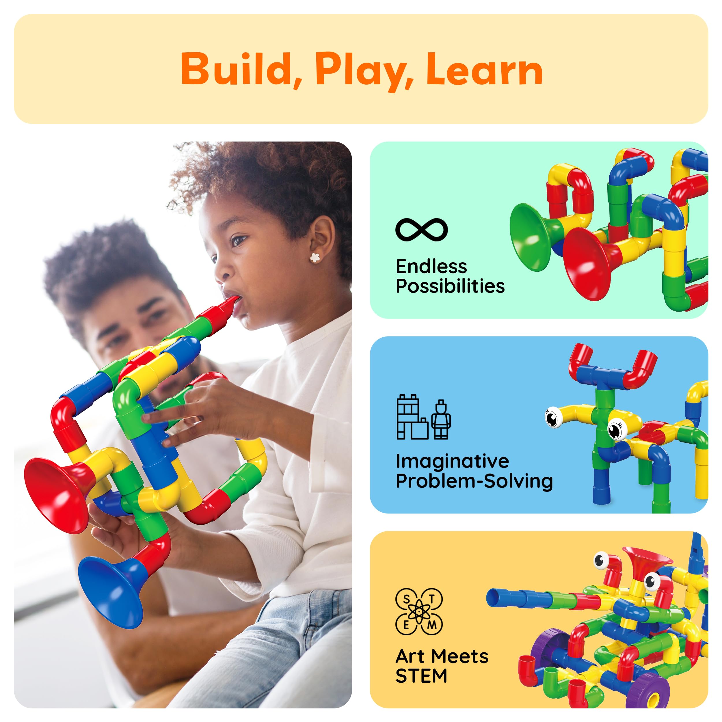 PicassoTiles PTT136 idea book features 14 designs to inspire builds