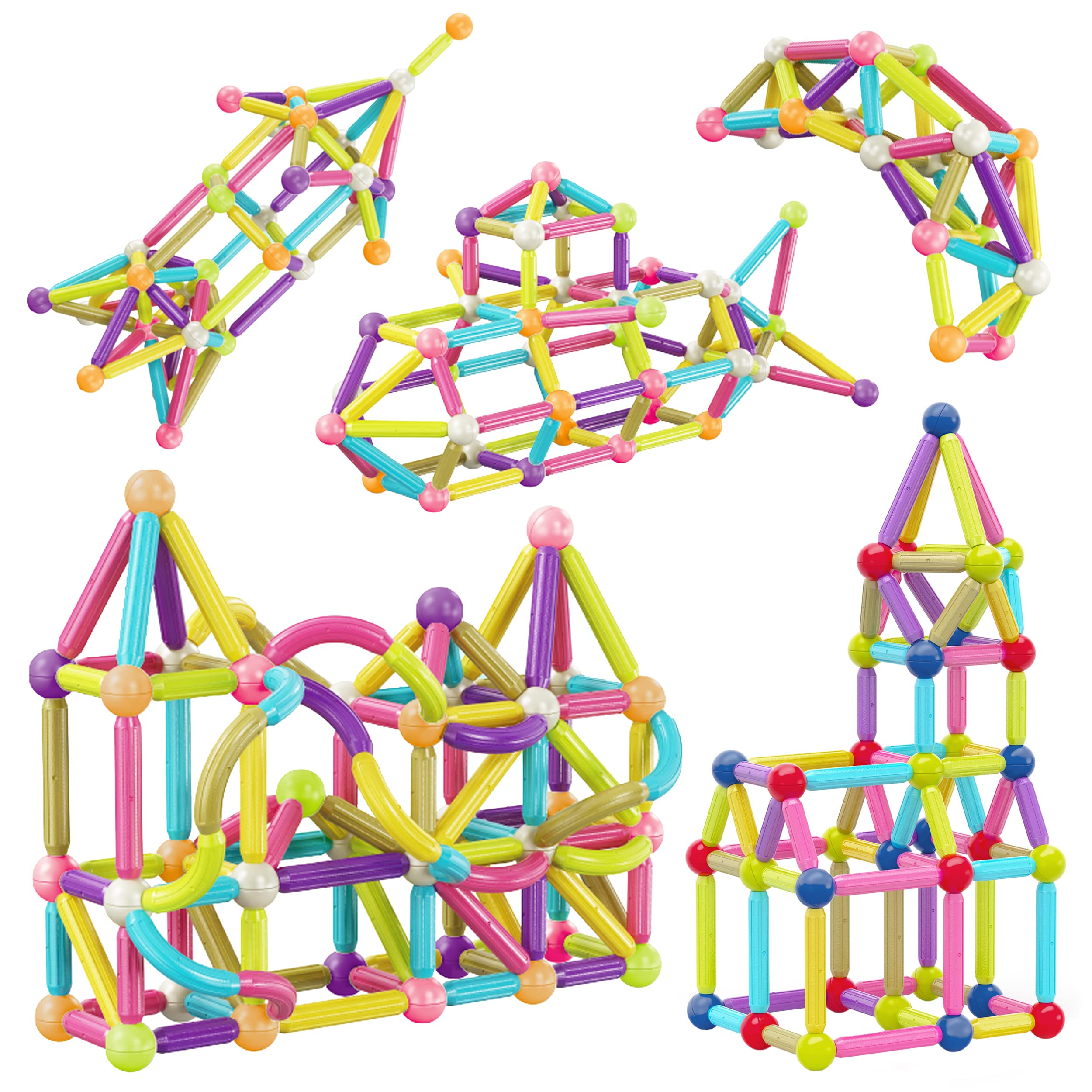 PicassoTiles PTX100 magnetic bars and balls for creative construction and magnetic play