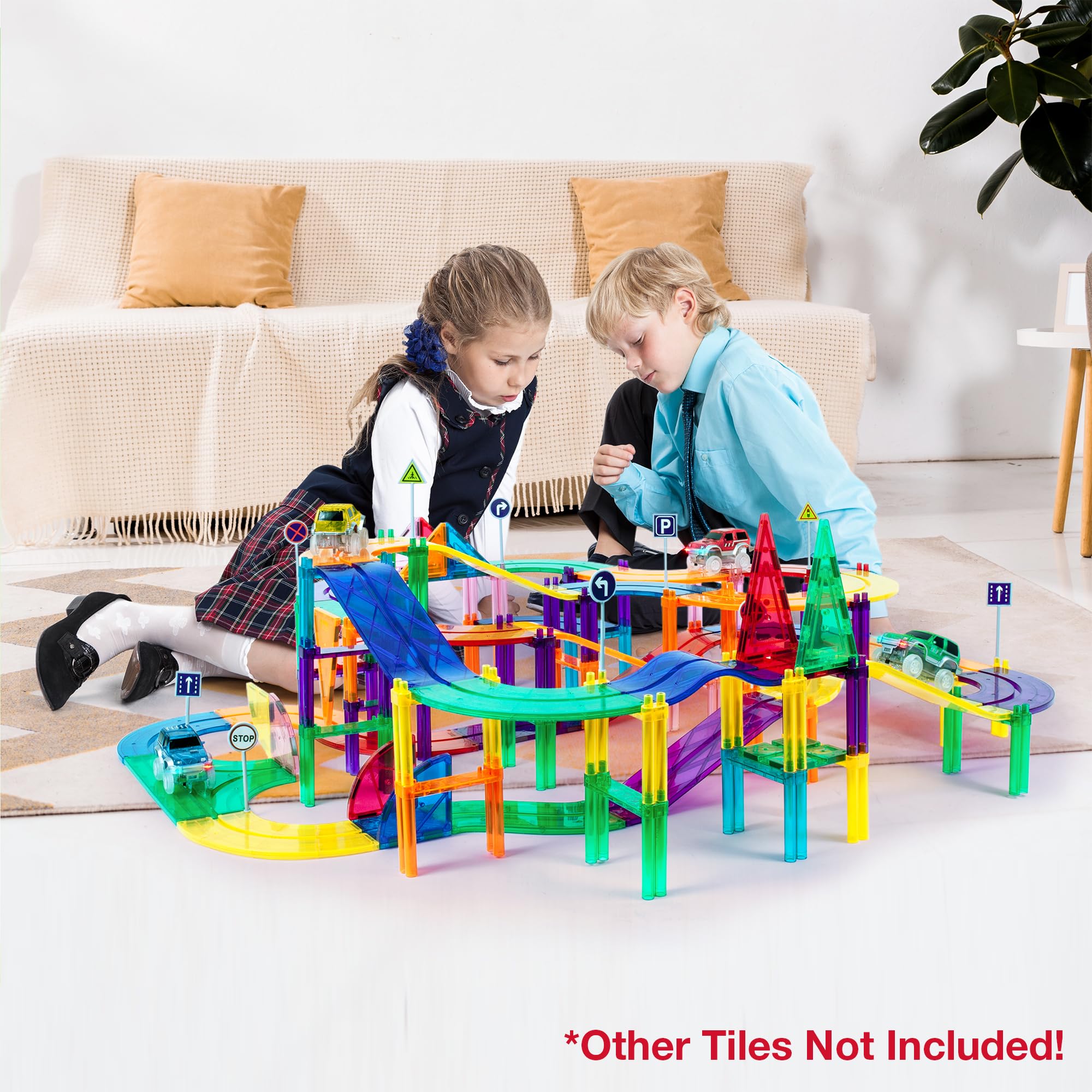 PicassoTiles race track add-on with a 3-way split for creative layouts