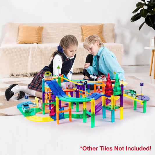 PicassoTiles race track add-on with a 3-way split for creative layouts