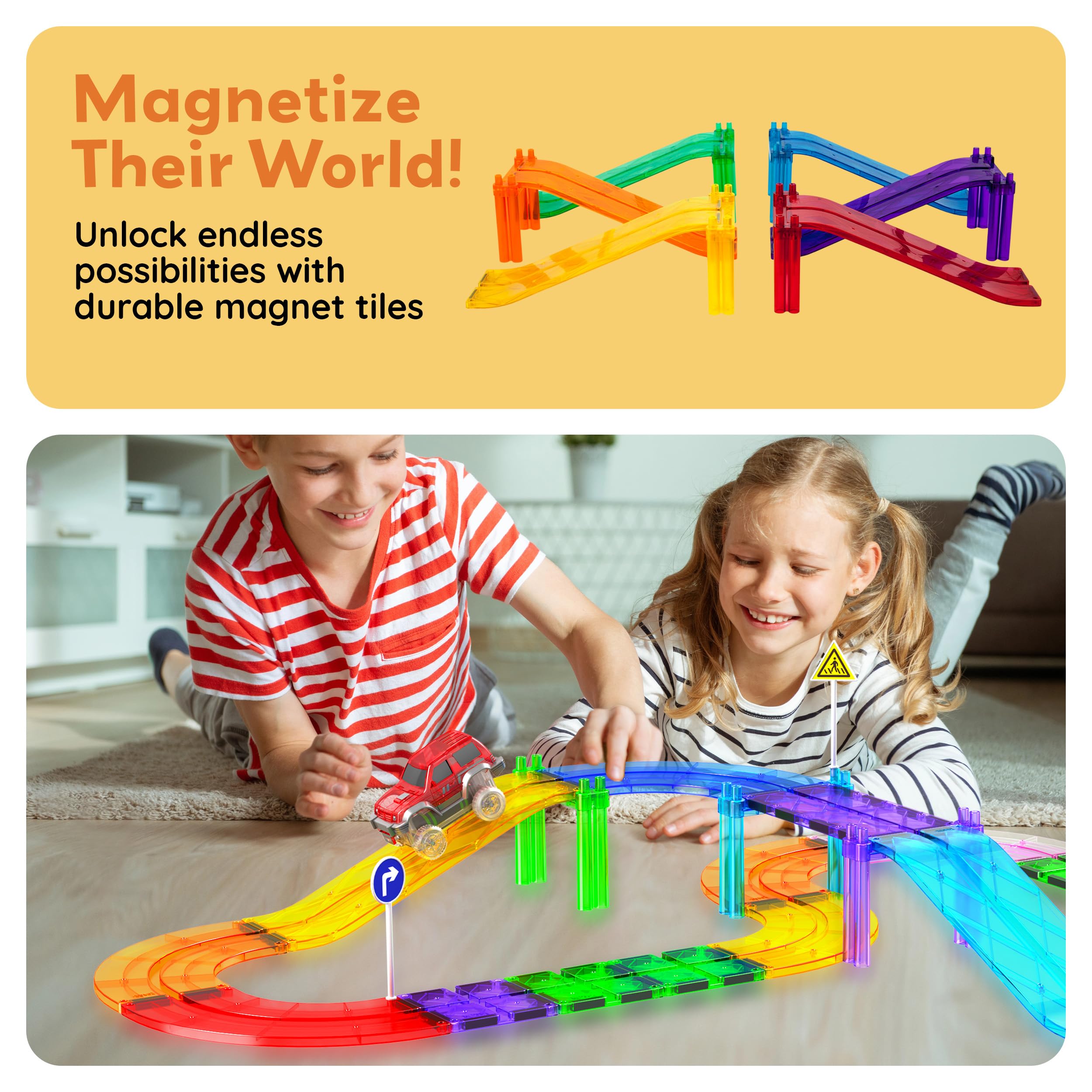 PicassoTiles race track config presents a compact setup for home use.