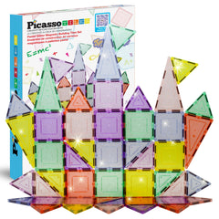 PicassoTiles reflective leaf flakes tiles sparkle in light for imaginative builds.