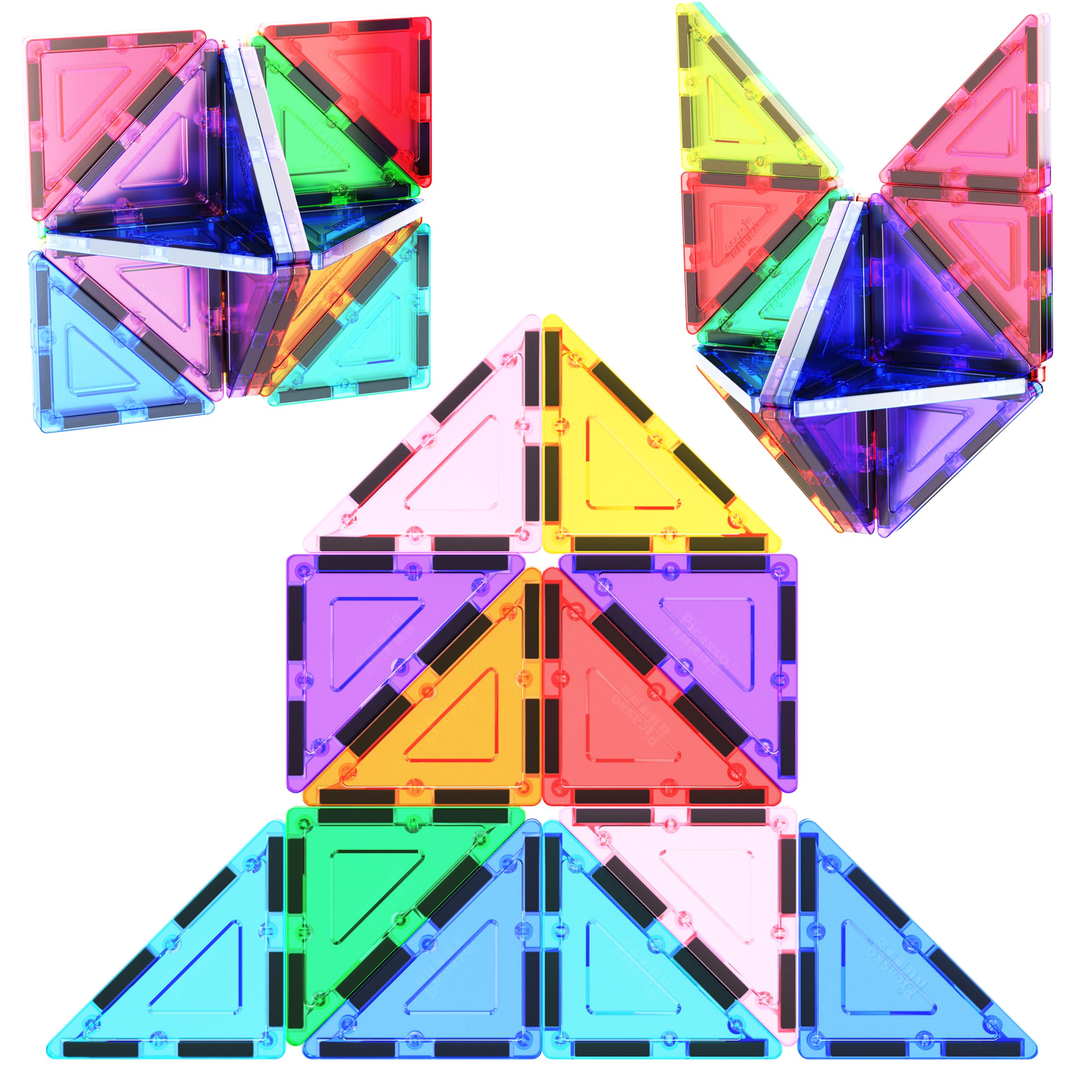 PicassoTiles right triangle magnet tiles enhance spatial thinking through building.