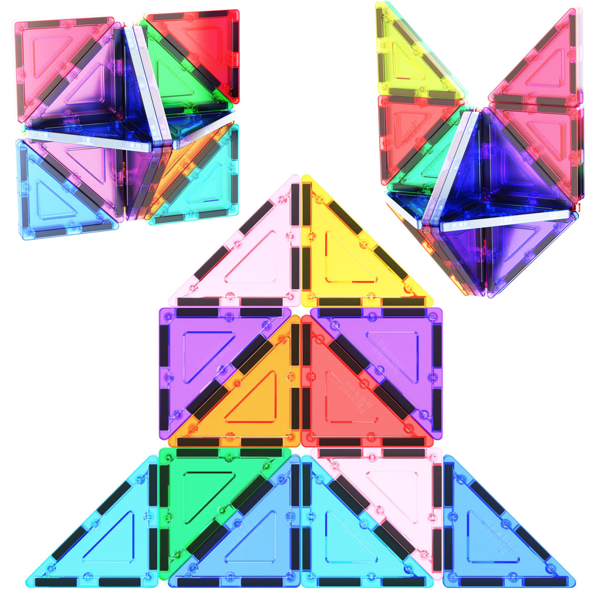 PicassoTiles right triangle magnet tiles enhance spatial thinking through building.