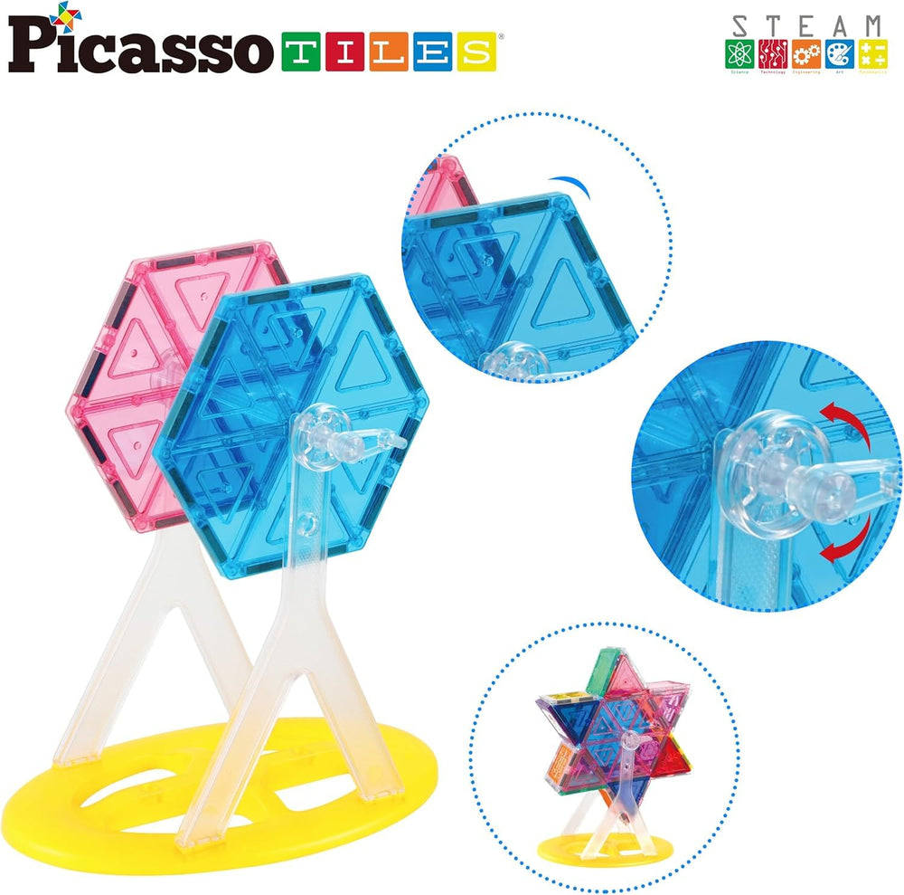 PicassoTiles rotating wheel mechanism in action for engaging play.