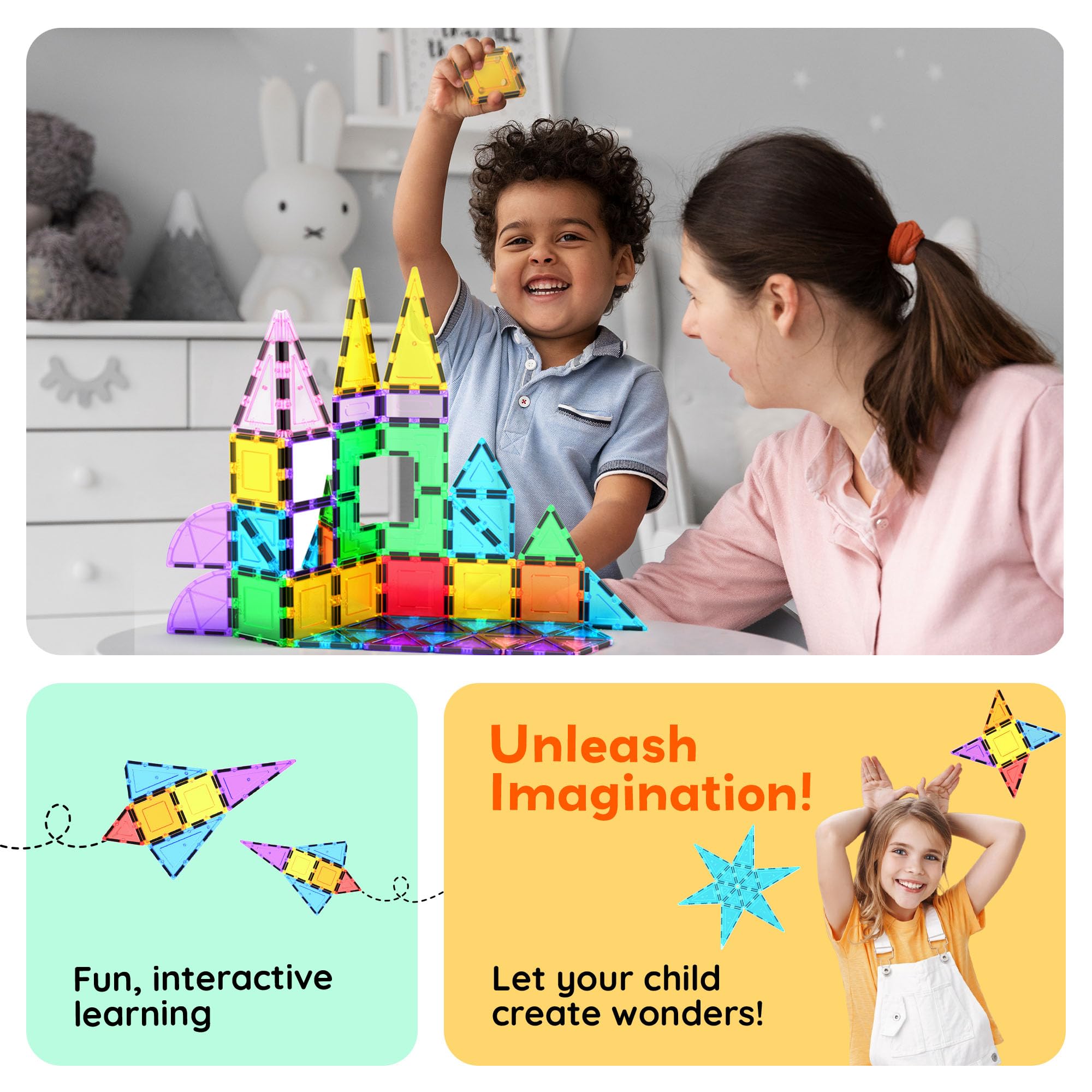 PicassoTiles safe ABS BPA-free plastic provides kid-friendly building.