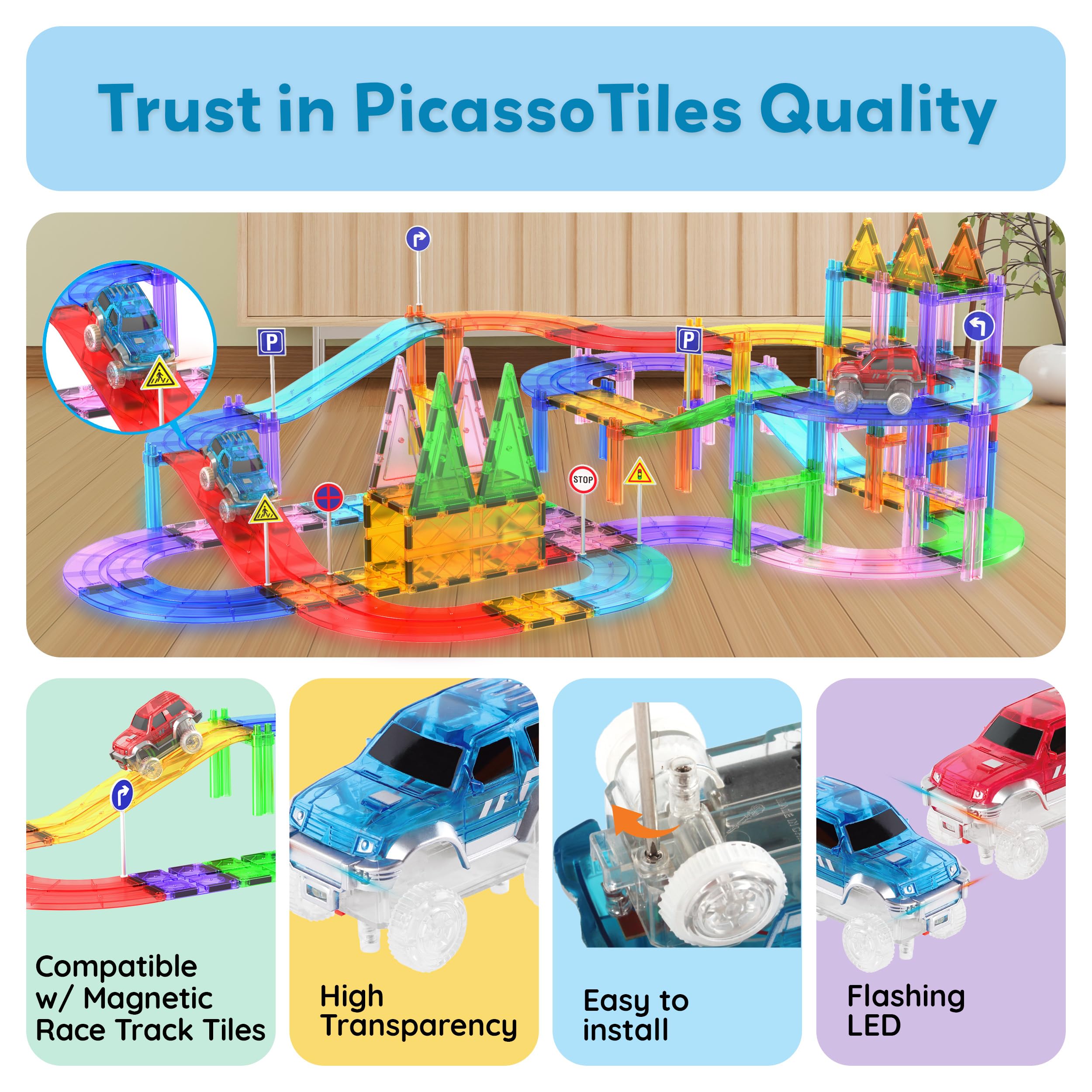 PicassoTiles safe durable materials emphasize non-toxic design for worry-free play.