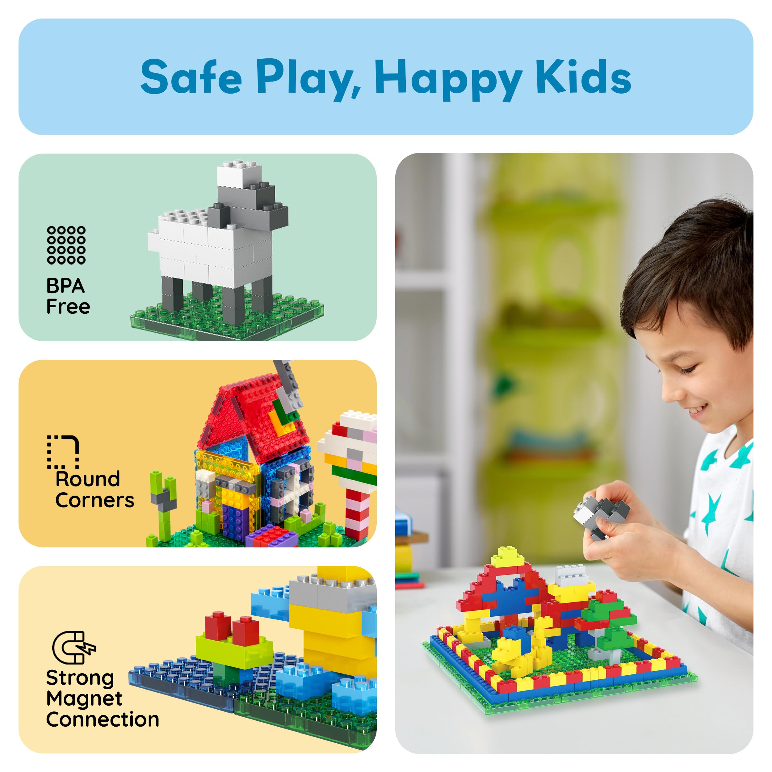 PicassoTiles safe-smooth-edges provide safe, child-friendly building.