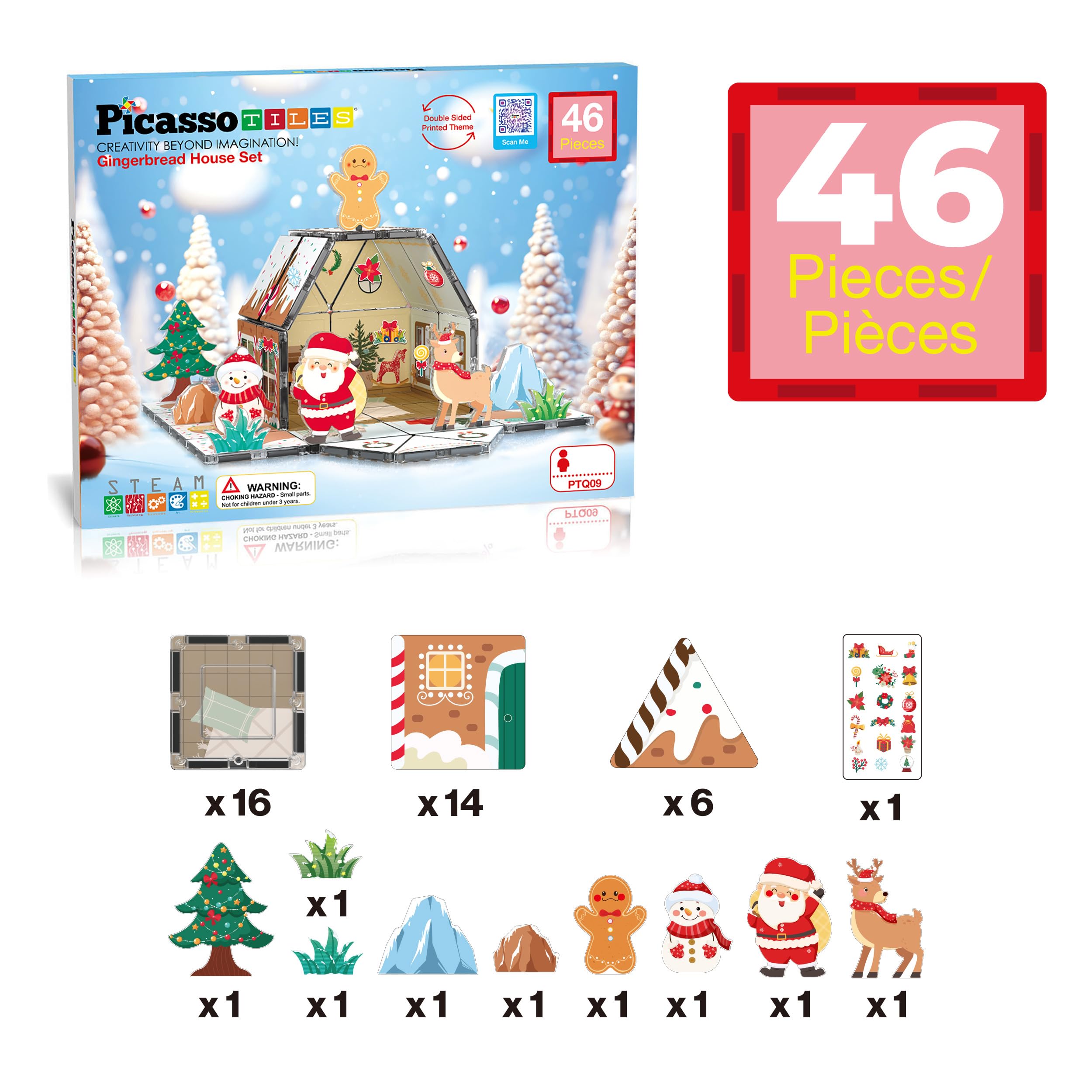 PicassoTiles snowman figure supports creative building and cooperative play.