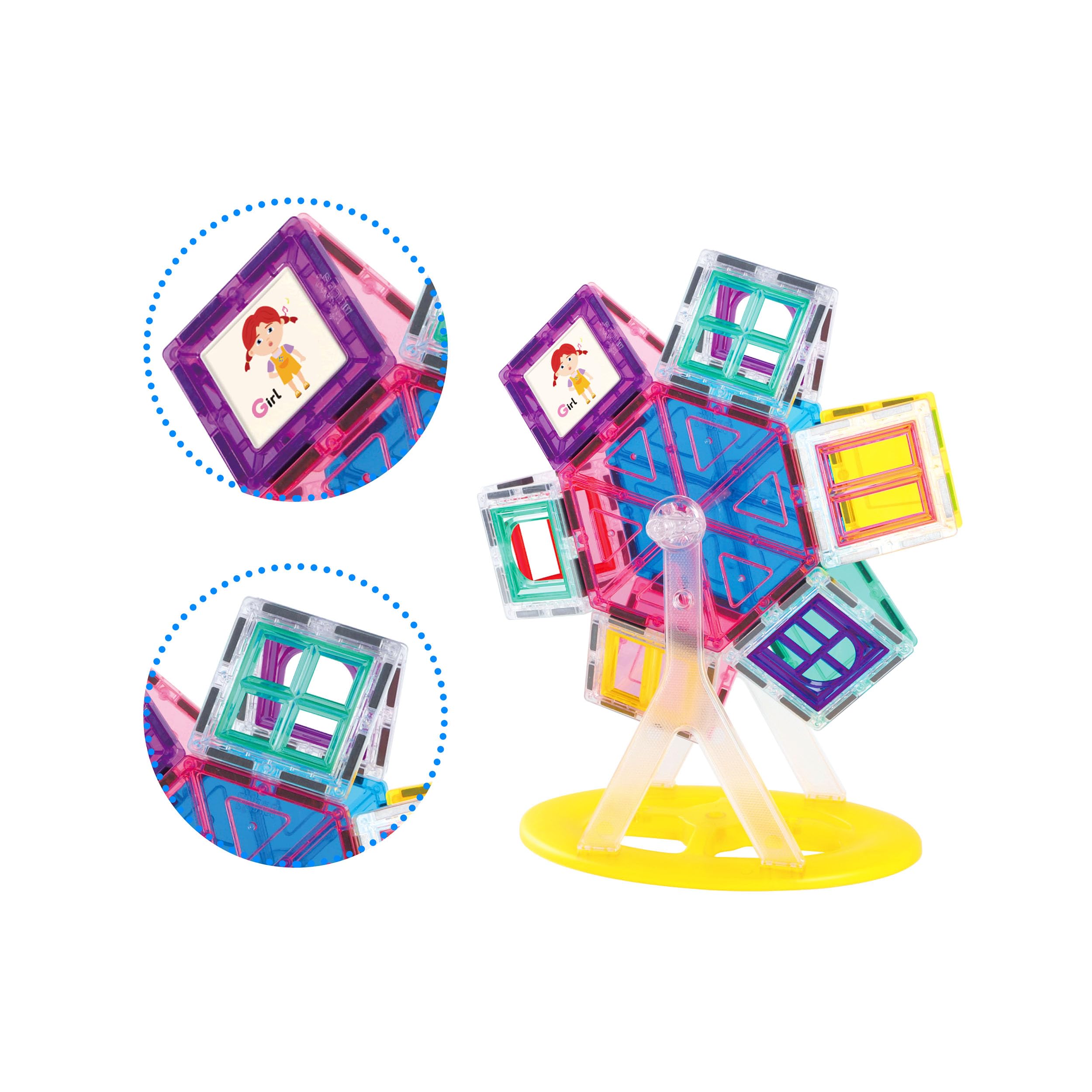 PicassoTiles STEM learning geometry encouraged through hands-on connections and 360-degree rotation.