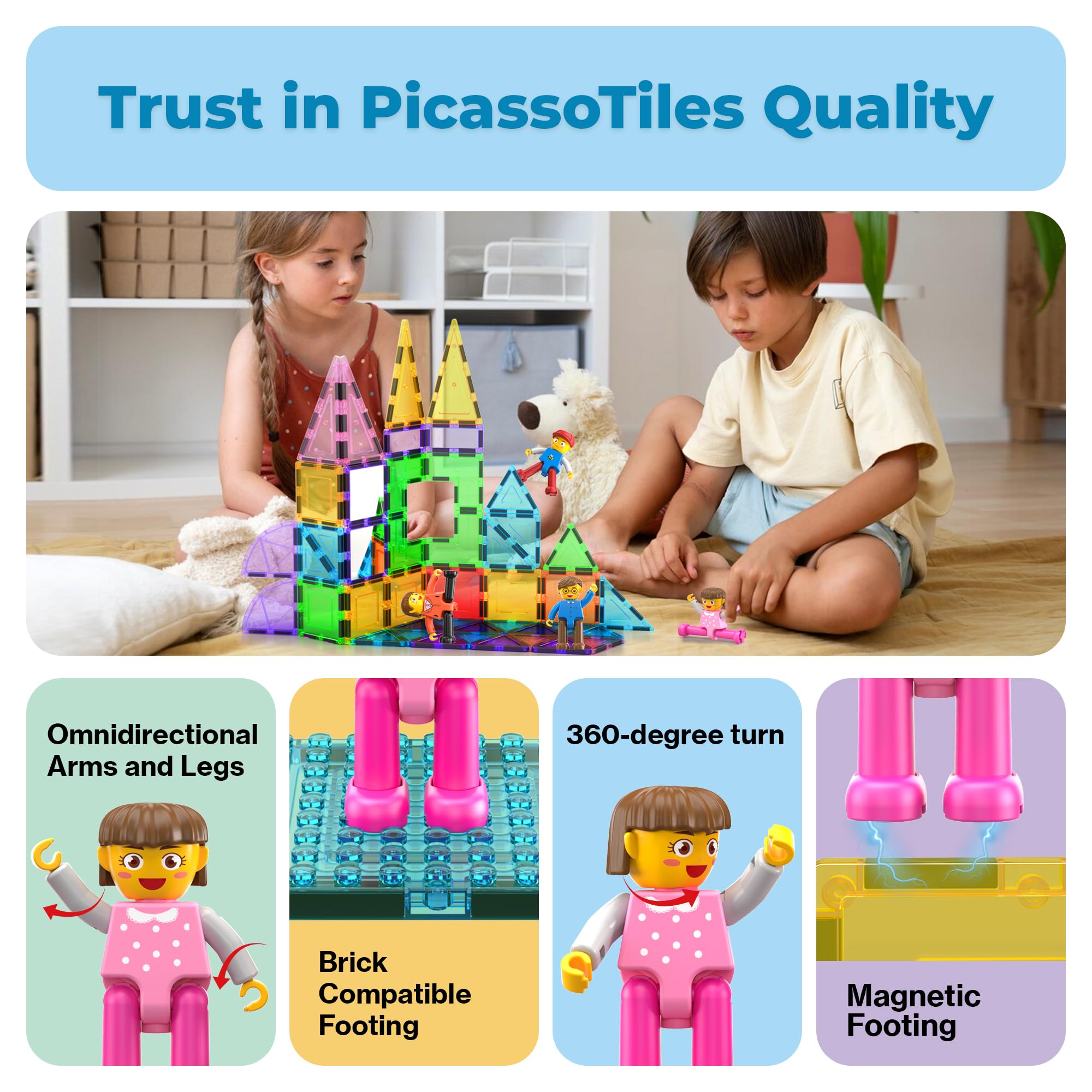 PicassoTiles storage-friendly family figures bundle keeps play tidy