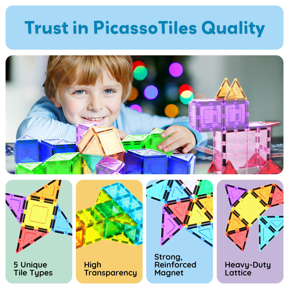 PicassoTiles storage bin latch keeps pieces secure after playtime