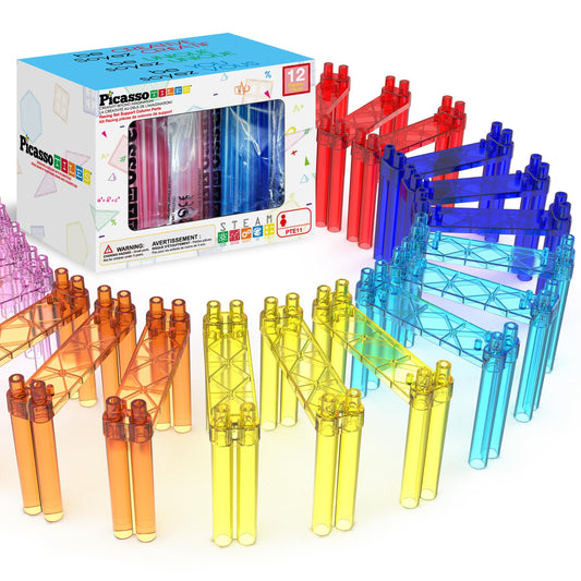 PicassoTiles support columns lift marble runs, boosting spatial awareness during play.