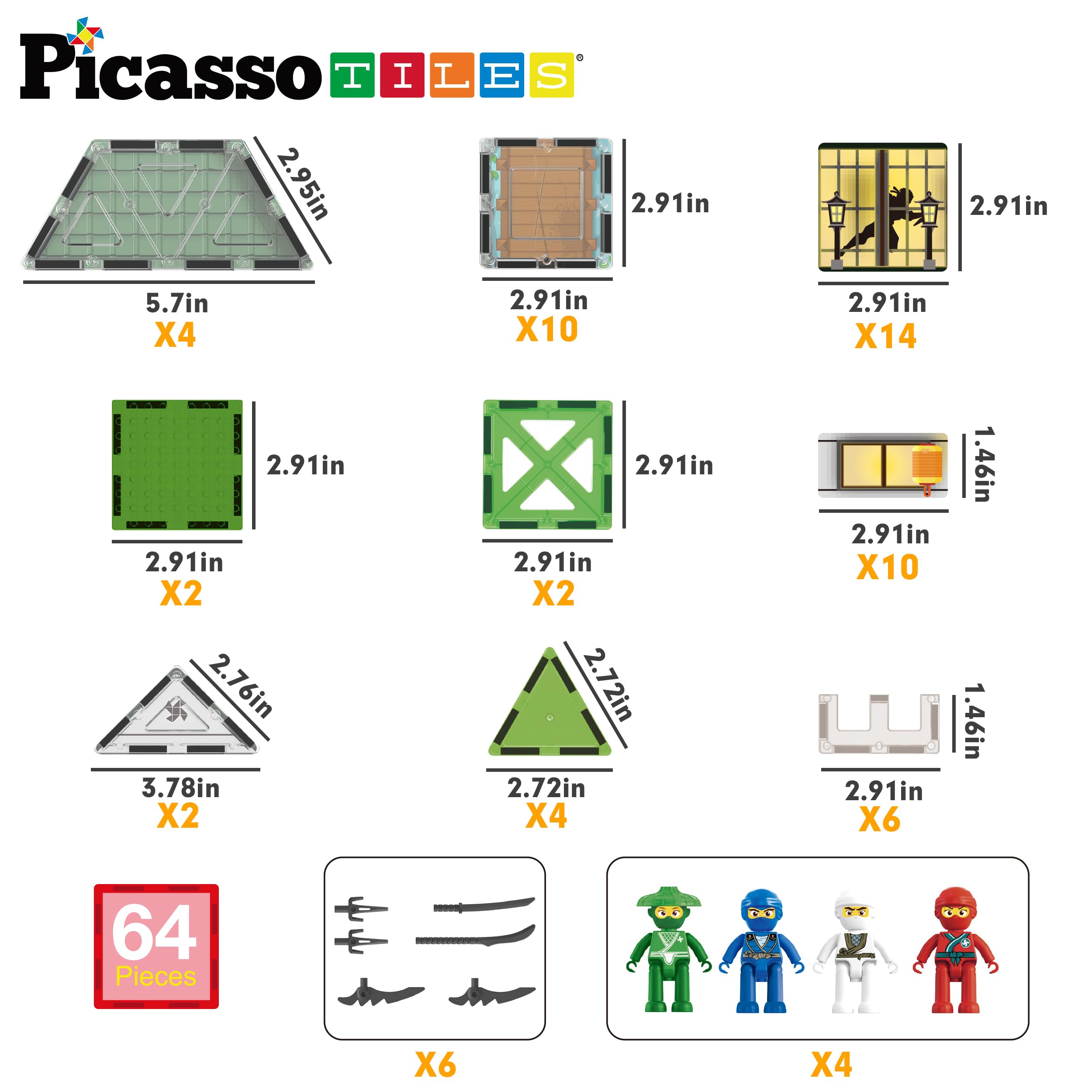 PicassoTiles Theme Print Tiles spark ninja adventures.