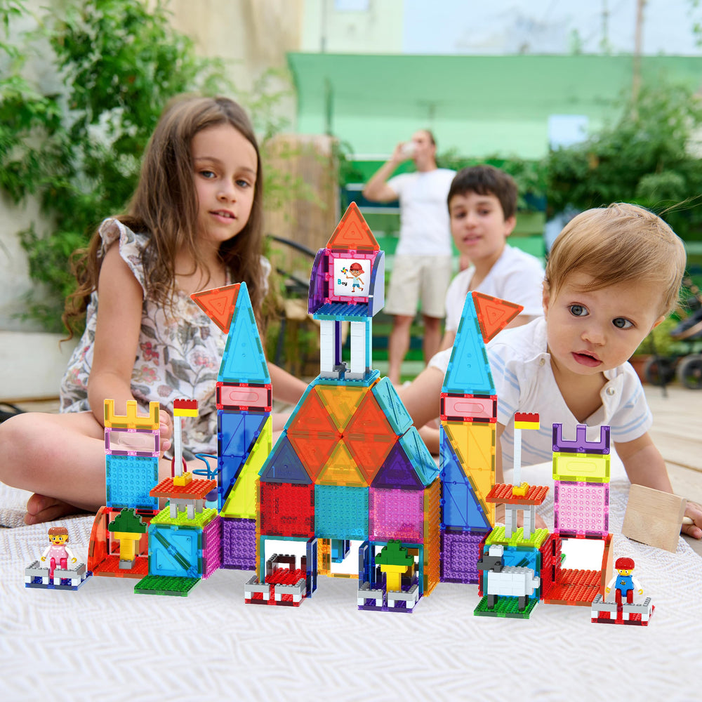 PicassoTiles magnetic tiles highlight stable connections for tall vertical builds.