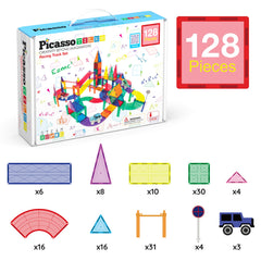 PicassoTiles track assembly with magnetic tiles builds problem-solving skills.