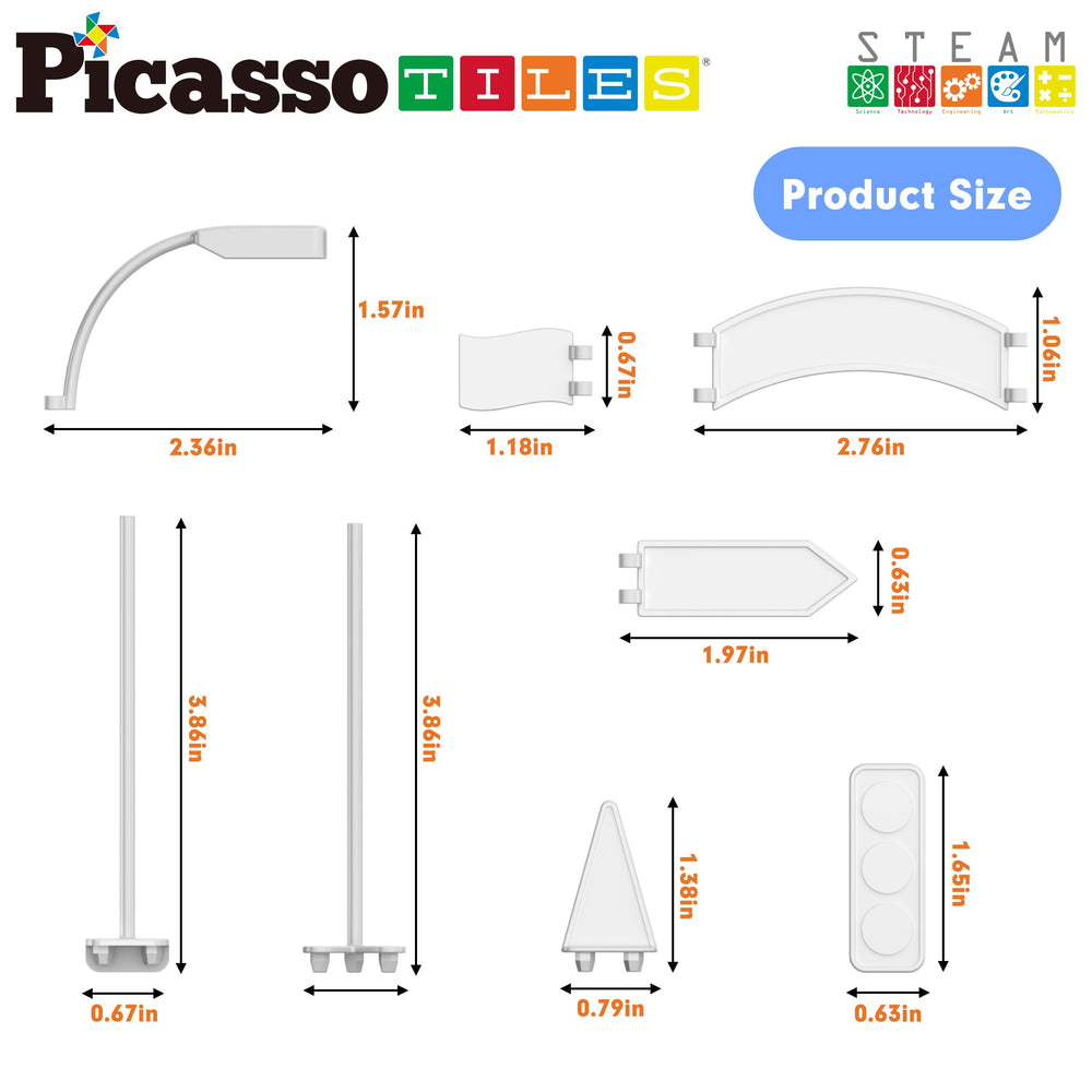 PicassoTiles traffic sign accessory stabilizers add safety cues for imaginative play.