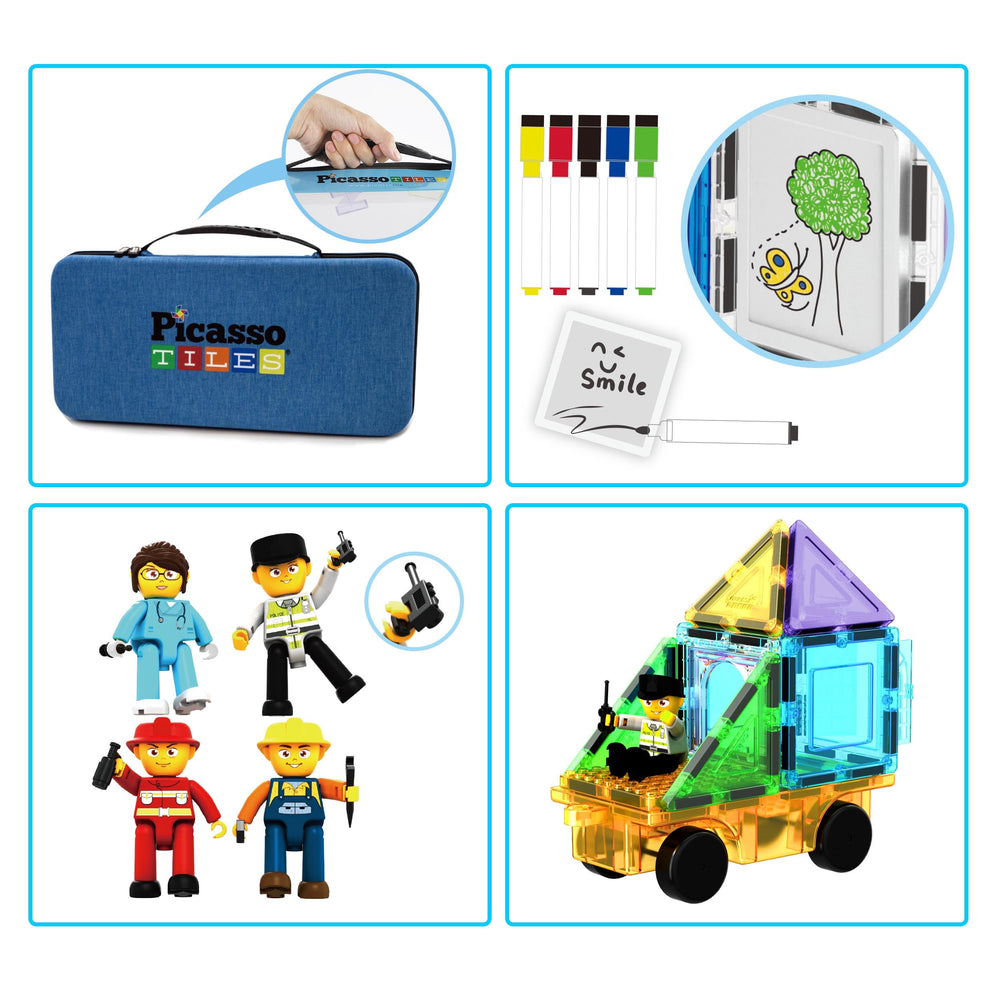 PicassoTiles travel case opened for organized storage on the move