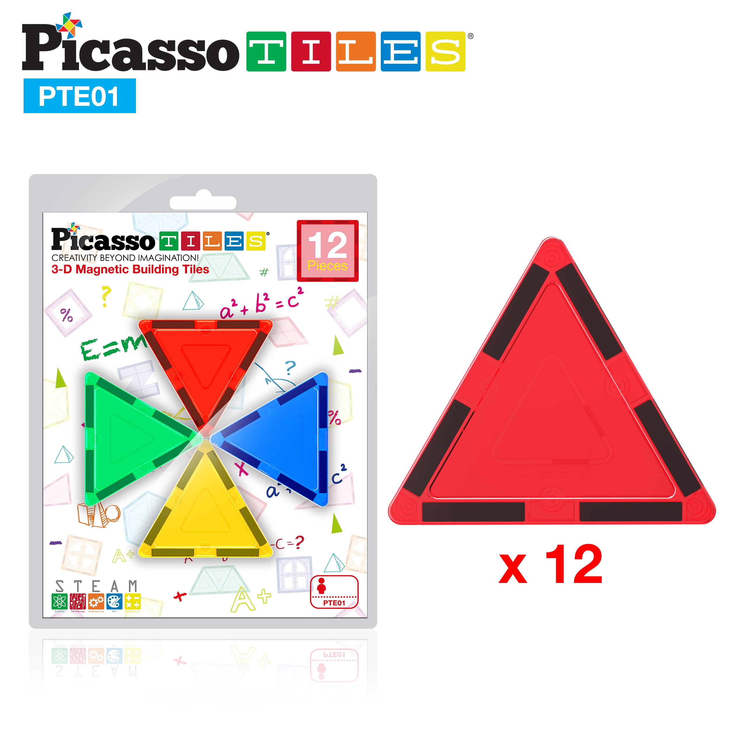 PicassoTiles triangle magnet tiles promote open-ended design for STEM-inspired exploration