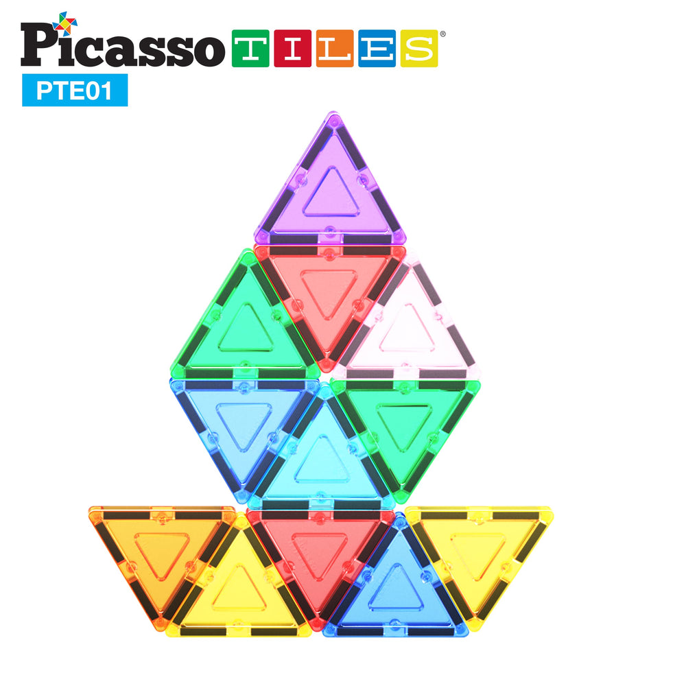 PicassoTiles triangle magnet tiles feature BPA-free ABS plastic for durable non-toxic construction