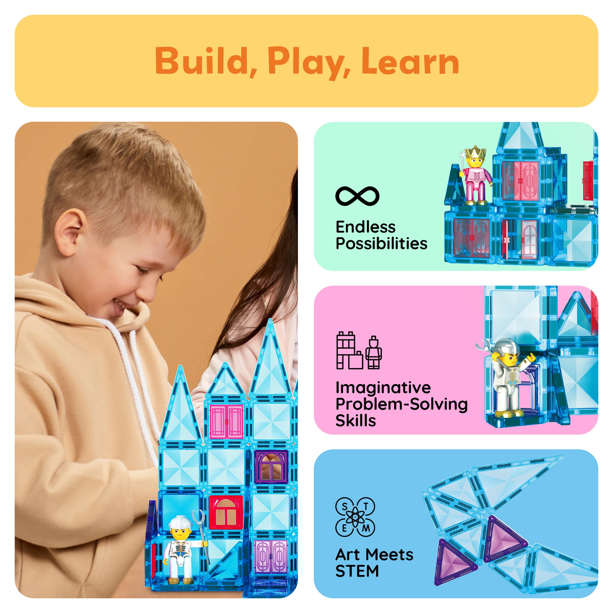 PicassoTiles two-character figures spark storytelling and collaborative building sessions