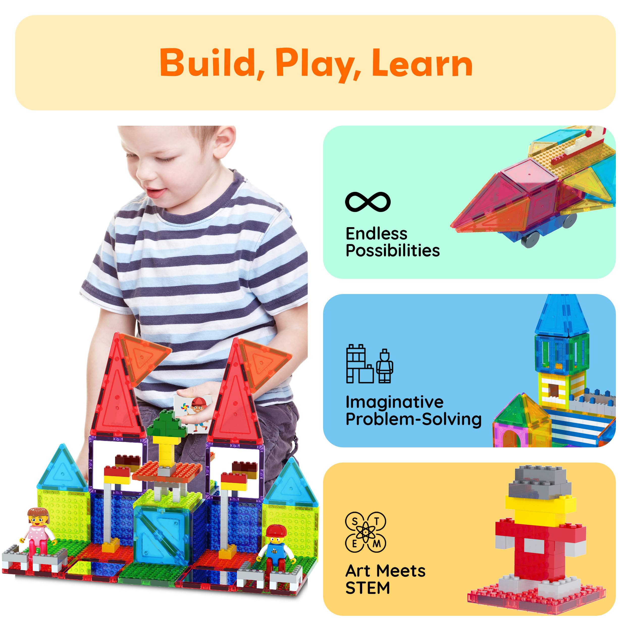 Universal compatibility lets you mix PicassoTiles with other brick sets for varied builds.