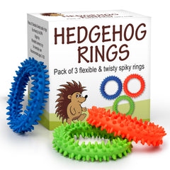PICK A TOY Hedgehog Rings 3-pack close-up of textured spikes for tactile input.