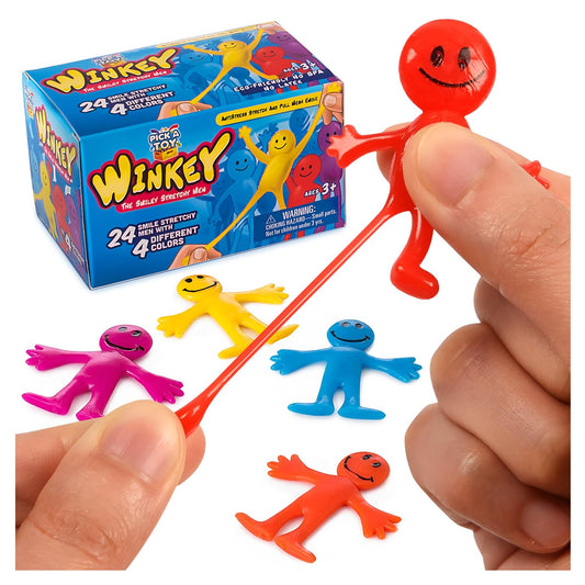 Pick A Toy stretchy happy man toy closeup for tactile sensory play.