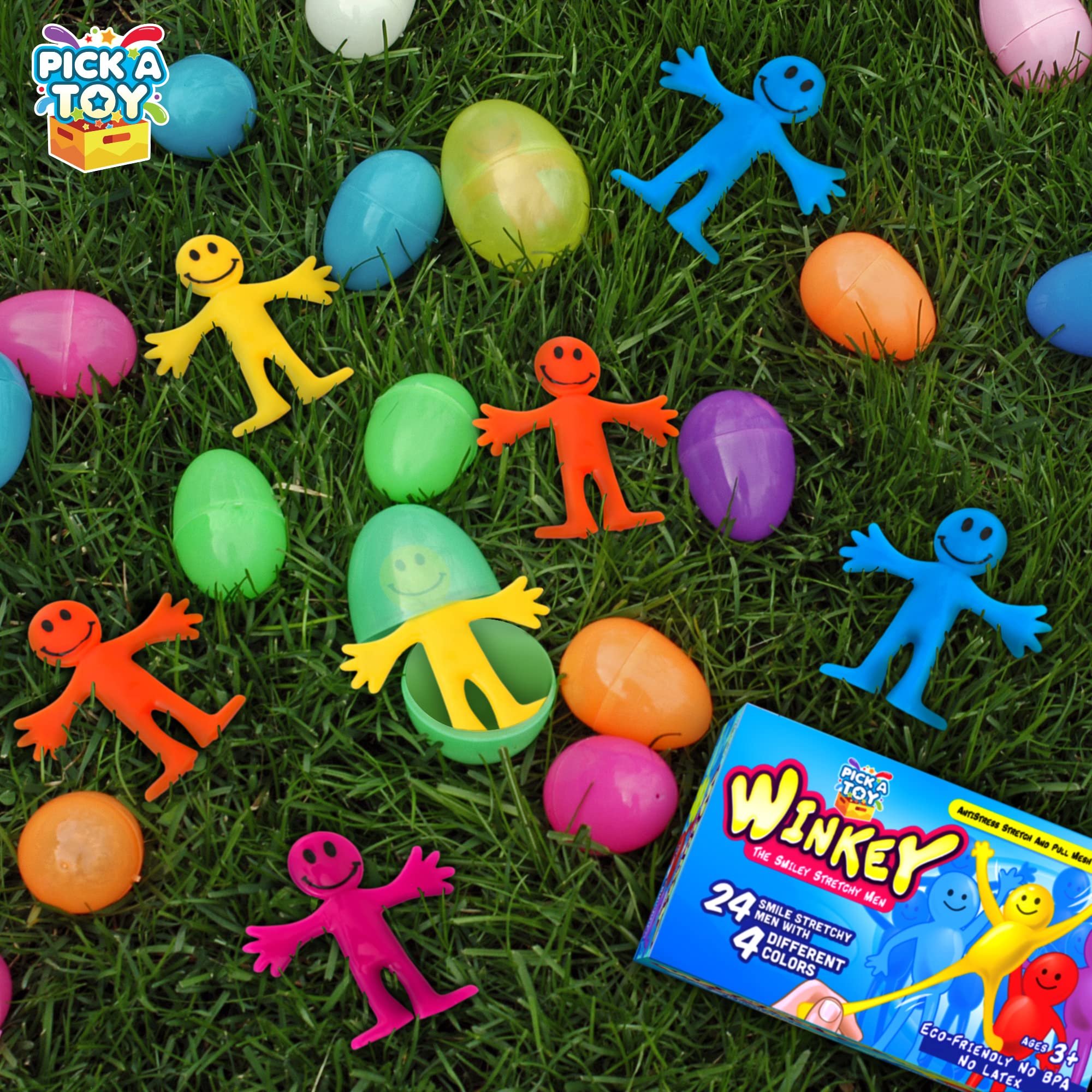 Pick A Toy stretchy happy man toy offers on-the-go calm moments.