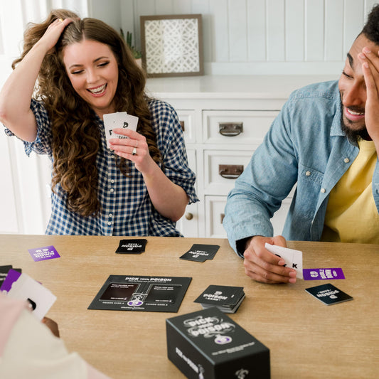 Pick Your Poison cards deck showcasing 300 scenario cards for endless laughs