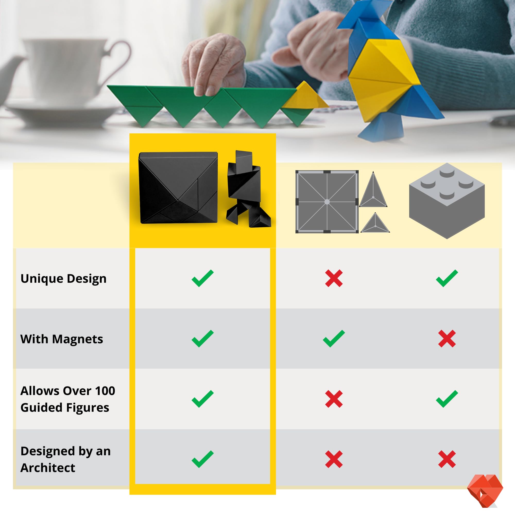 Pickagram travel tangram set fits into backpacks for quick focus breaks.