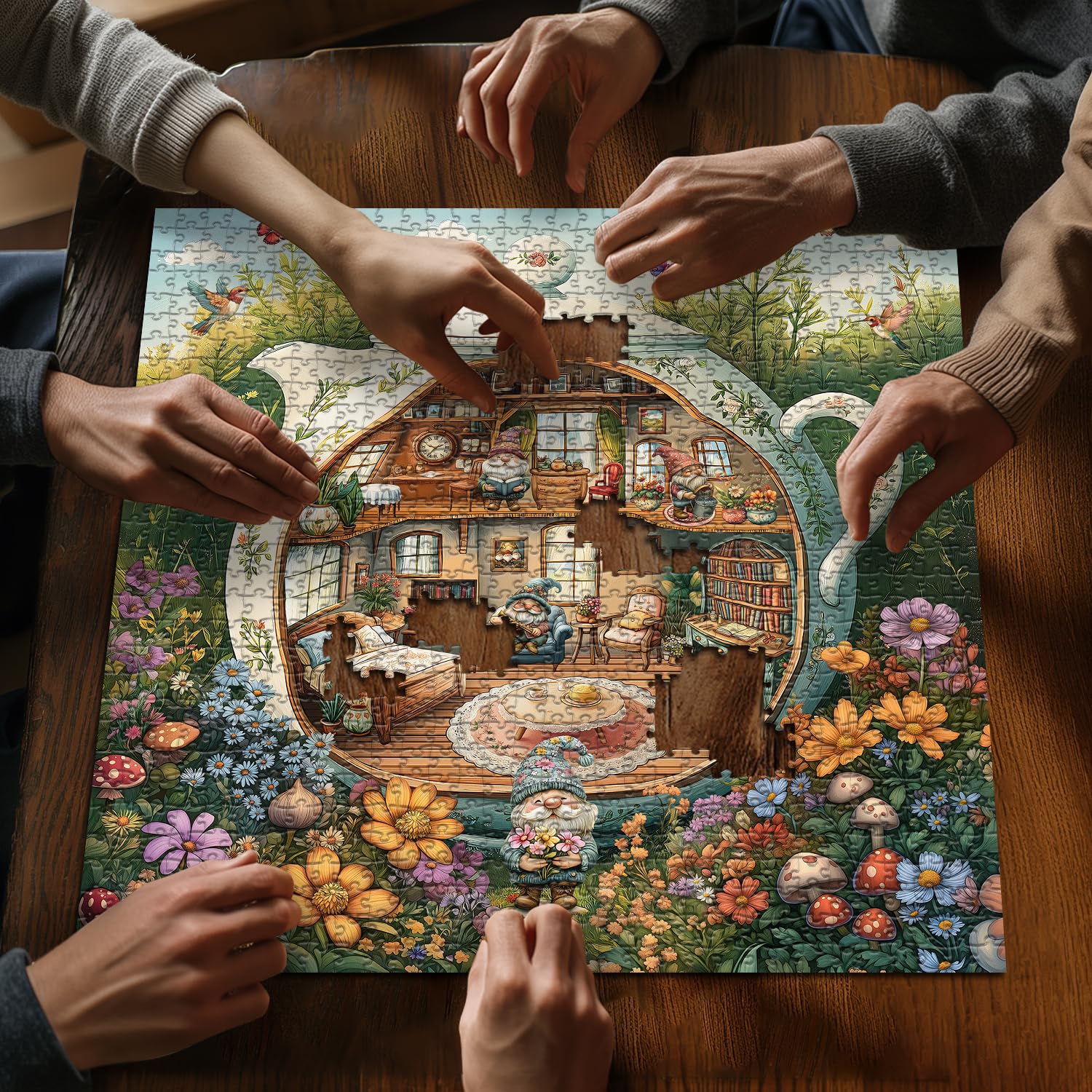 PICKFORU Butterflies Birds Puzzle highlights vibrant colors ideal for wall display.
