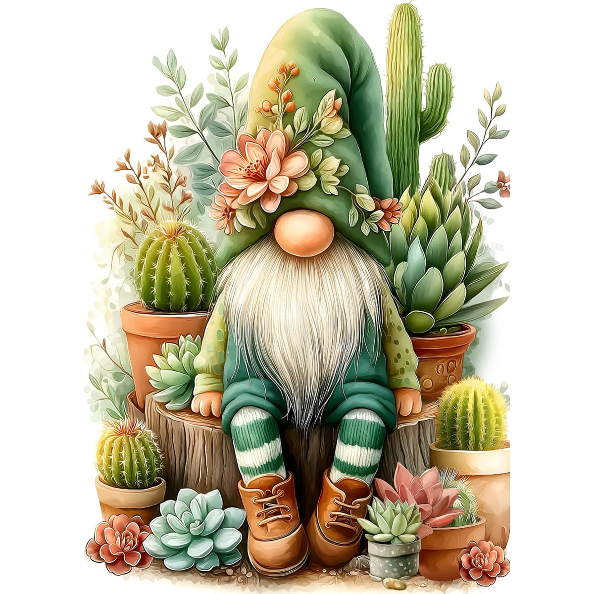 PICKFORU cactus gnome puzzle box with 1000 pieces, ideal for family puzzle nights.