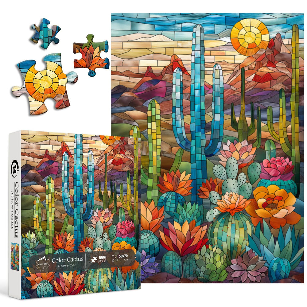 PICKFORU cactus puzzle box front with poster reference for quick start