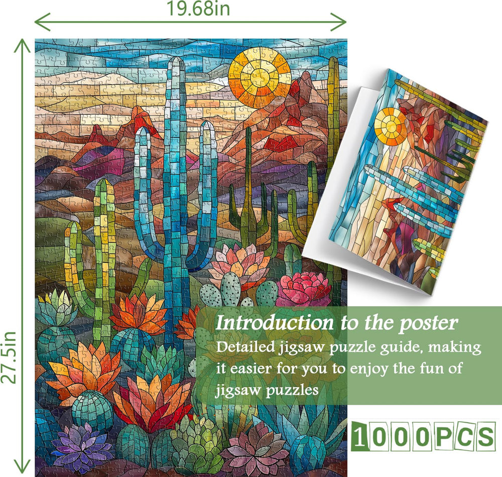 PICKFORU finished cactus puzzle as colorful wall art with mosaic look