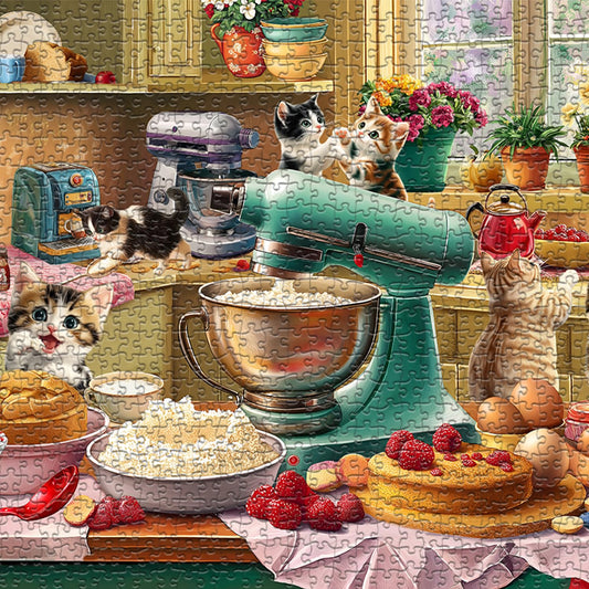 PICKFORU cat puzzle cakes and desserts in a kitchen; cozy evenings.
