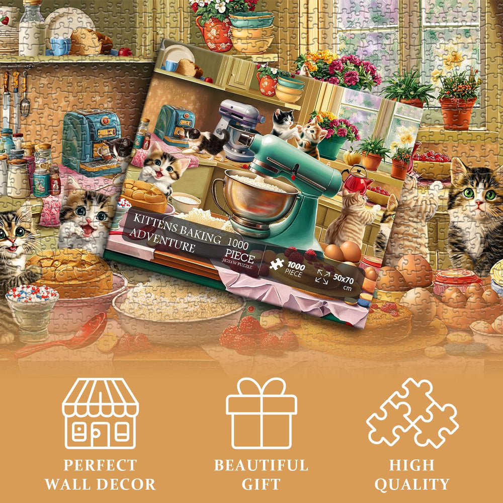 PICKFORU cat puzzle vibrant pieces; ideal for group puzzle nights.