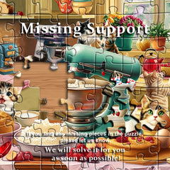 PICKFORU cat puzzle completed image; cheerful kitchen theme enhances home.