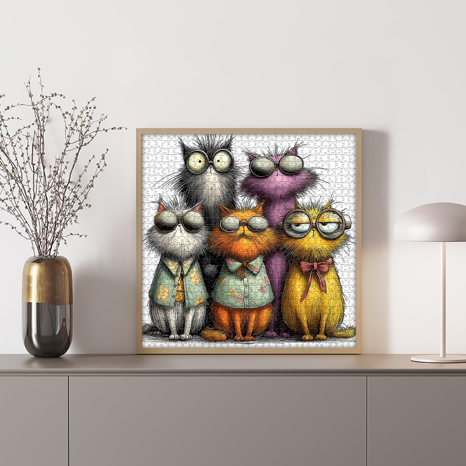 PICKFORU lazy-cat-art close-up showcasing whimsical characters for relaxing evenings