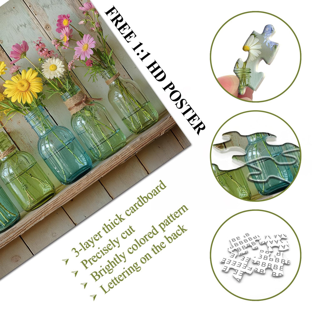 PICKFORU Clear glass vases with wildflowers add a fresh accent