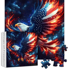 PickForU Eagle Flag Puzzle wings closeup highlights textured feathers