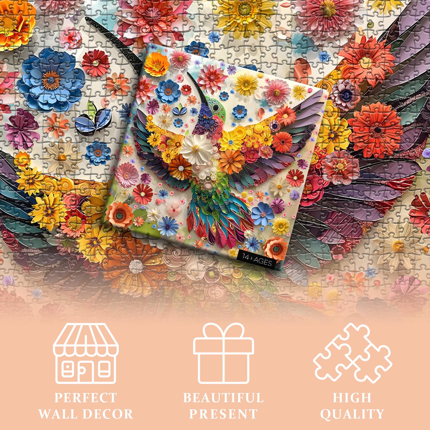PICKFORU hummingbird puzzle made with three-layer cardboard for durability