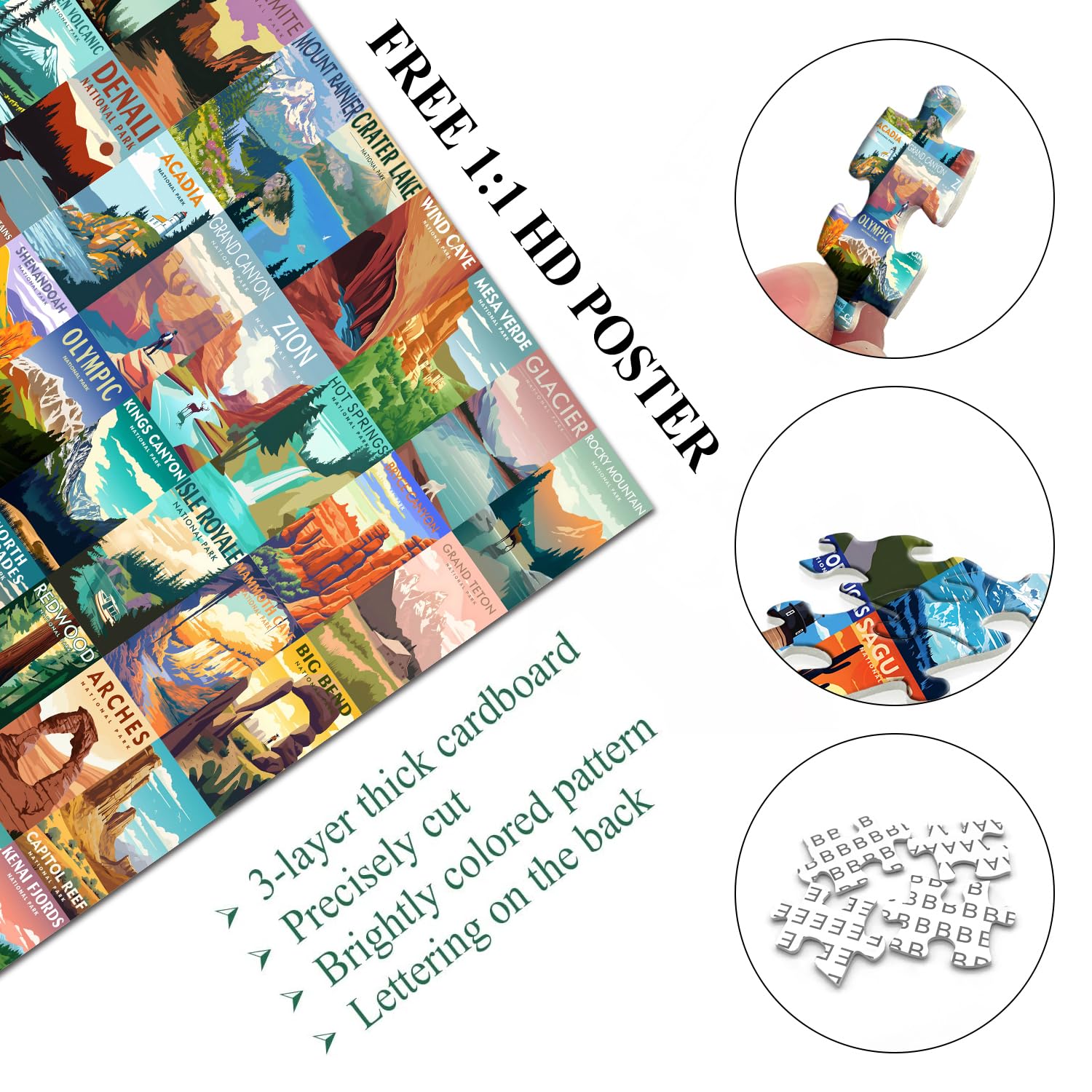PICKFORU national parks poster front view guiding the puzzle
