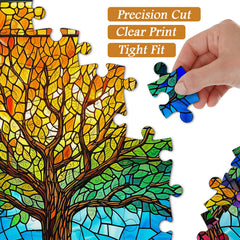 PICKFORU stained glass puzzle back with letter guide to pace your solve.