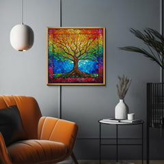 PICKFORU stained glass puzzle finished size 23.85 by 23.85 inches for display.